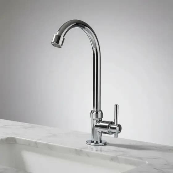 Torneira de Lavabo / Banheiro Bancada Bica Baixa Cromada Luxo Metal Moderna Inox V131 Vimer