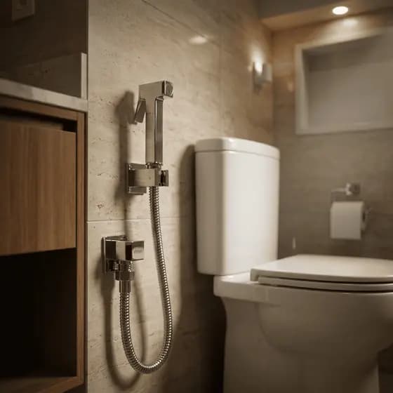 Ducha Higiênica Quadrada Mangueira Flexível 1,20 Mt Com Gatilho Metal Cromado V125 Vimer