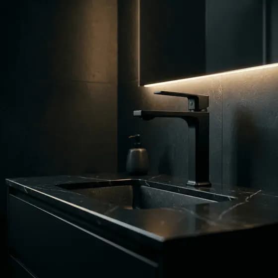 Torneira Lavatório Luxo Preto Fosco Misturador Monocomando Mesa Bica Baixa V119 Vimer