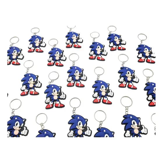 Chaveiro Sonic Azul 10 Unidades Borracha Presente Aniversário Infantil