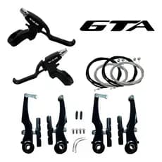 Kit Freio V-brake Para Bicicleta Bike Com Manete Alumínio E Cabos Completo GTA