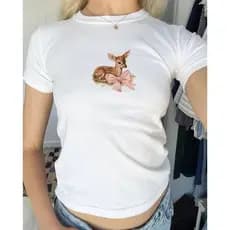Camiseta 100% Algodão Estampada Animal Laço