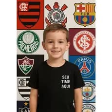Camiseta Time Personalizada Com Seu Nome Infantil Premium Unissex