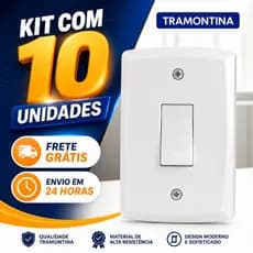 Kit 10 Interruptores Luxo Residencial Tramontina Branco 4 x 2 Interruptor Simples Branco