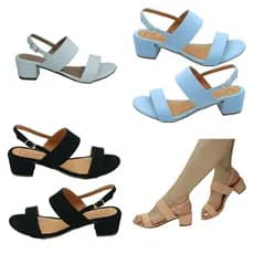 Sandalia Salto Baixo Grosso Tradicional Casual Donna Santa