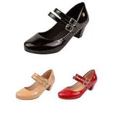 Scarpin Bico Redondo Estilo Boneca Salto Conforto