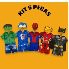 Kit 5 Fantasias Infantis c/ Máscara - Curta Festa MeninoCurta Festa Infantil Envio No Mesmo Dia
