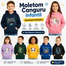 Blusa Moletom infantil e juvenil Variadas camisa 100% algodão Abrigo Moletom
