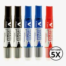 Kit Com 05 Marcadores Para Quadro Branco V Board Master - PILOT KIT:PT+PT+AZ+AZ+VM
