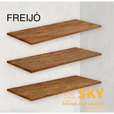 Jogo de 3 prateleiras em MDF 15mm - 30x15cm - Freijó/Madeirado - kit instalação completo