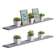 Kit 2 Prateleiras 90x20cm - CINZA - MDF 15mm + Suporte Invisível