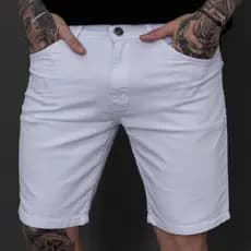 Bermuda Jeans Branca Masculino Premium Casual Social