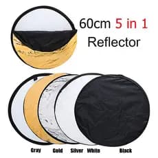 Rebatedor Refletor Fotográfico 5x1 60cm Difusor De Luz Circular 5 Em 1 60 centímetros p/ Fotografia