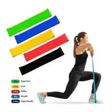Kit 5 Faixas Elásticas Mini Band Exercícios Alongamento Pilates Yoga Academia Ginástica Fisioterapia