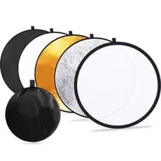 Rebatedor Refletor Difusor Fotográfico de Luz para Foto e Vídeo Circular 5 cores 5x1 Dobrável 110 cm