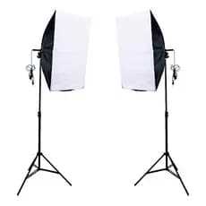 Kit Par de Softbox 50x70cm e Tripé Estúdio Fotografia Video Iluminação Luz Contínua Soquete E27