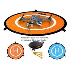 Landing Pad Pista de Pouso e Decolagem Heliponto 55cm Laranja e Azul para Drone