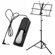 Kit Completo Musical: Pedal Sustain Universal + Estante de Partitura com Bag de Transporte Promoção