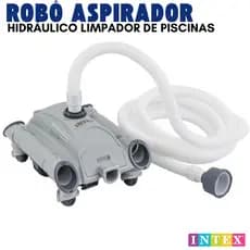 ROBÔ HIDRÁULICO ASPIRADOR LIMPADOR DE PISCINAS SEM FIO COM CARRINHO C/ 8 PEÇAS INTEX.