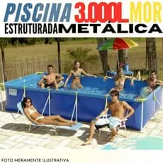 PISCINA RETANGULAR DE ARMAÇÃO 3.000 LITROS ESTRUTURAL METÁLICA STANDARD