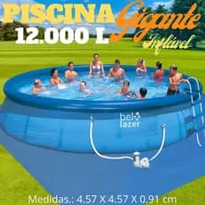 PISCINA GIGANTE INFLÁVEL 12.000 LITROS - 457 X 91 CM. PISCINA GRANDE FAMILÍA 8 ADULTOS