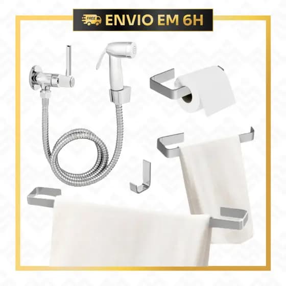 Kit Banheiro Cromado Luxo com Ducha Higiênica – Completo para Seu Banheiro | Envio Rápido
