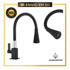 Torneira Gourmet Flexível Bancada Cozinha Pia Cuba 2 Jatos Luxo Preto