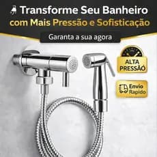 Ducha Higiênica Cromada 1/4 de Volta Alta Pressão Kit Completo com Mangueira e Suporte