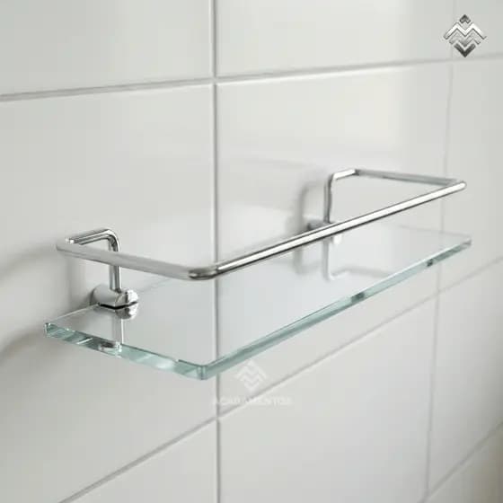 Kit 2 Porta Shampoo Suporte de Banheiro Reto Vidro Temperado 30cm Prateleira Organizador