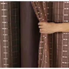 Cortina Blackout Blecaute PVC de SALA Com Tecido voil xadrez 3,00 x 2,70 - PROMOÇÃO