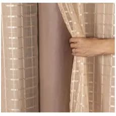 Cortina blecaute Blackout PVC com Tecido voil xadrez 3.00 lar × 2.70 de Alt