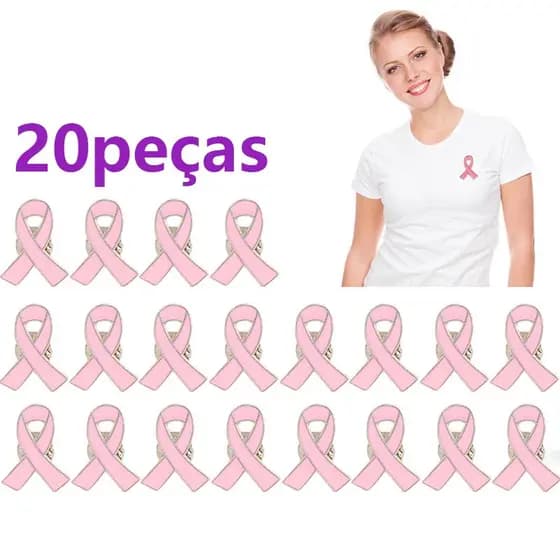 20 Peças Broche De Fita Rosa Promoção De Conscientização Sobre O Câncer