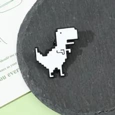 Criativo Dos Desenhos Animados Pixel Dinossauro Broche Branco Metal Emblema Roupas Saco Decoração Acessório
