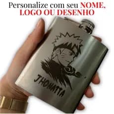 Cantil Porta Bebida De Bolso Em Inox Personalizado com o seu nome