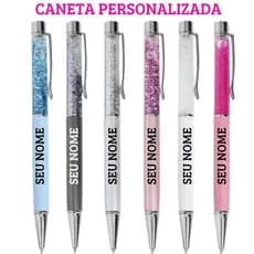 Caneta de Metal c/ Glitter Personalizada c/ seu nome, frase ou logo