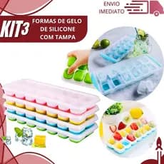 3/2/1 Forma de Gelo de Silicone com Tampa Higiênica e Fundo Flexível Fácil para Desenformar