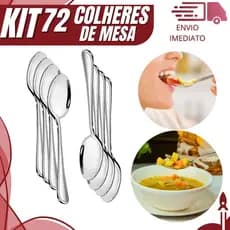 Kit 72 Colher de Mesa em Aço Inox Premium para Refeições em Restaurante Buffet Casa e Cozinha