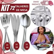 Kit 72 Talher Colher Garfo e Faca Premium Aço Inoxidável para Restaurante Buffet Cozinha e Casa