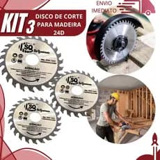 Kit 3/2/1 Disco de Corte Widea 110x22,23MM 24 Dentes para Madeira de para Serra Circular de Esmerilhadeira