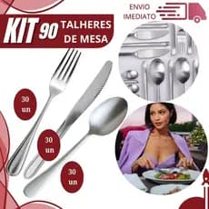 Kit 90 Talher Colher Garfo e Faca Aço Inoxidável Sofisticado para Restaurante Buffet Cozinha e Casa
