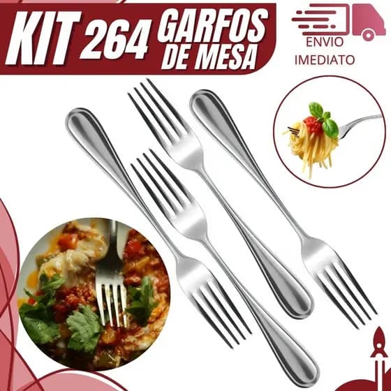 Combo 264 Garfo de Mesa em Aço Inox Premium para Refeições para Restaurante Buffet Cozinha e Casa