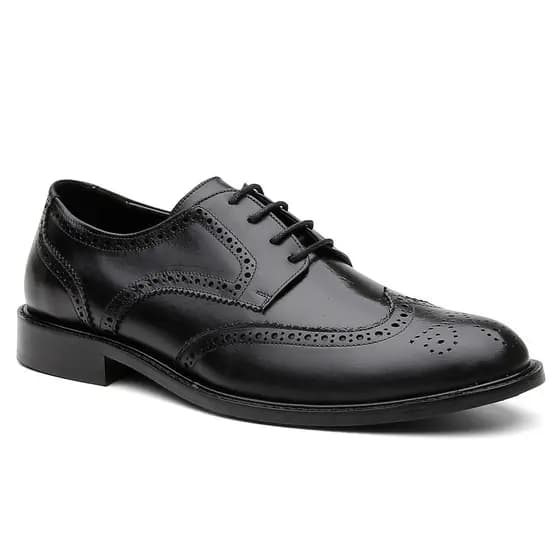 Sapato Social Brogue Centuria em Couro Preto