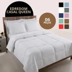 Kit 6 Peças Edredom Casal Queen 3 Peças + Jogo De Lençol Ponto Palito Micropercal 400 Fios 3 pçs