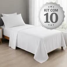 Kit 10 Lencol Solteiro Avulso Sem Elásticos Plano Branco