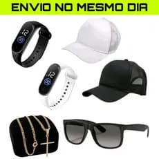 kit bone liso + relógio esportivo + óculos + corrente cordão Cruz