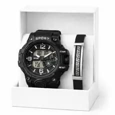 Kit Relogio shok masculino sport + caixa para presente pais namorado + pulseira luxo original