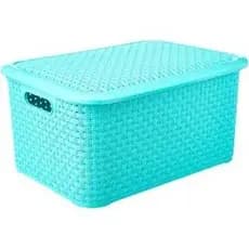 Caixa Organizadora Rattan 70 Litros Grande Com Tampa Premium Colorida Multiuso