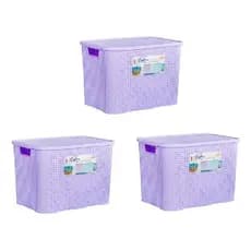 3 Caixas Organizadoras Rattan 28L Cesto Grande Com Tampa Premium