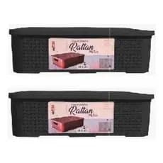 Kit 2 Caixas 13 Litros Rattan Organizadora Com Tampa Resistente