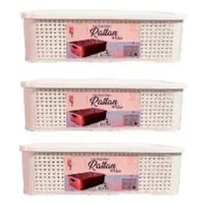 Kit 3 Caixa 13 Litros Rattan Organizadora Com Tampa Resistente